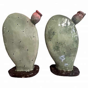 Pair of prickly pear shovel ceramic vases by S. Mola, 1960s