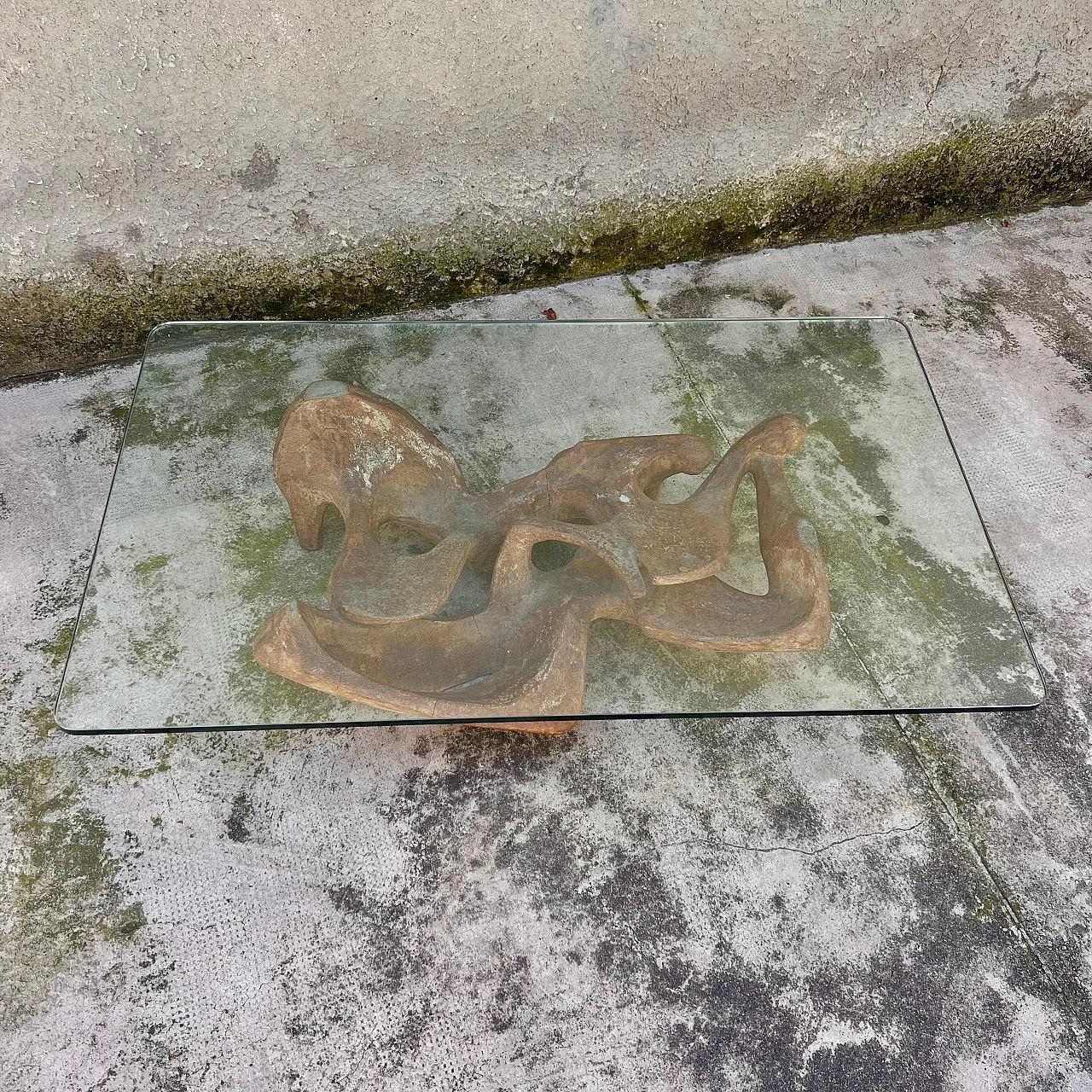 Concrete and glass coffee table in the style of Henry Moore, 1950s 3