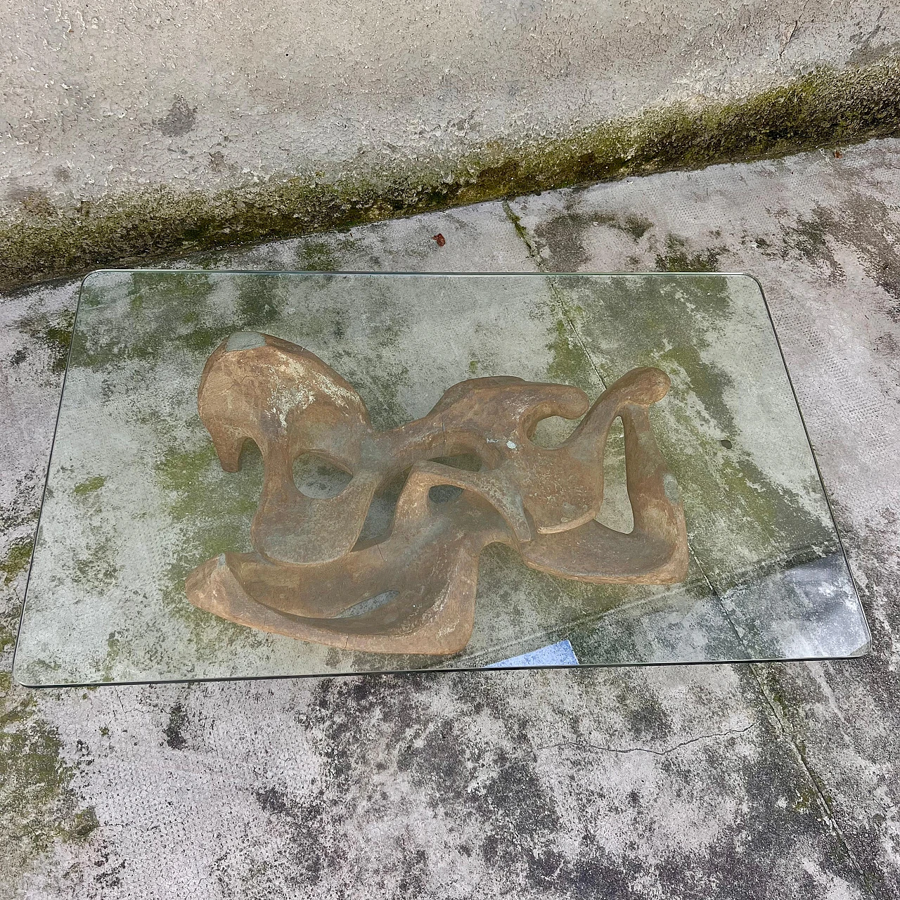 Concrete and glass coffee table in the style of Henry Moore, 1950s 4