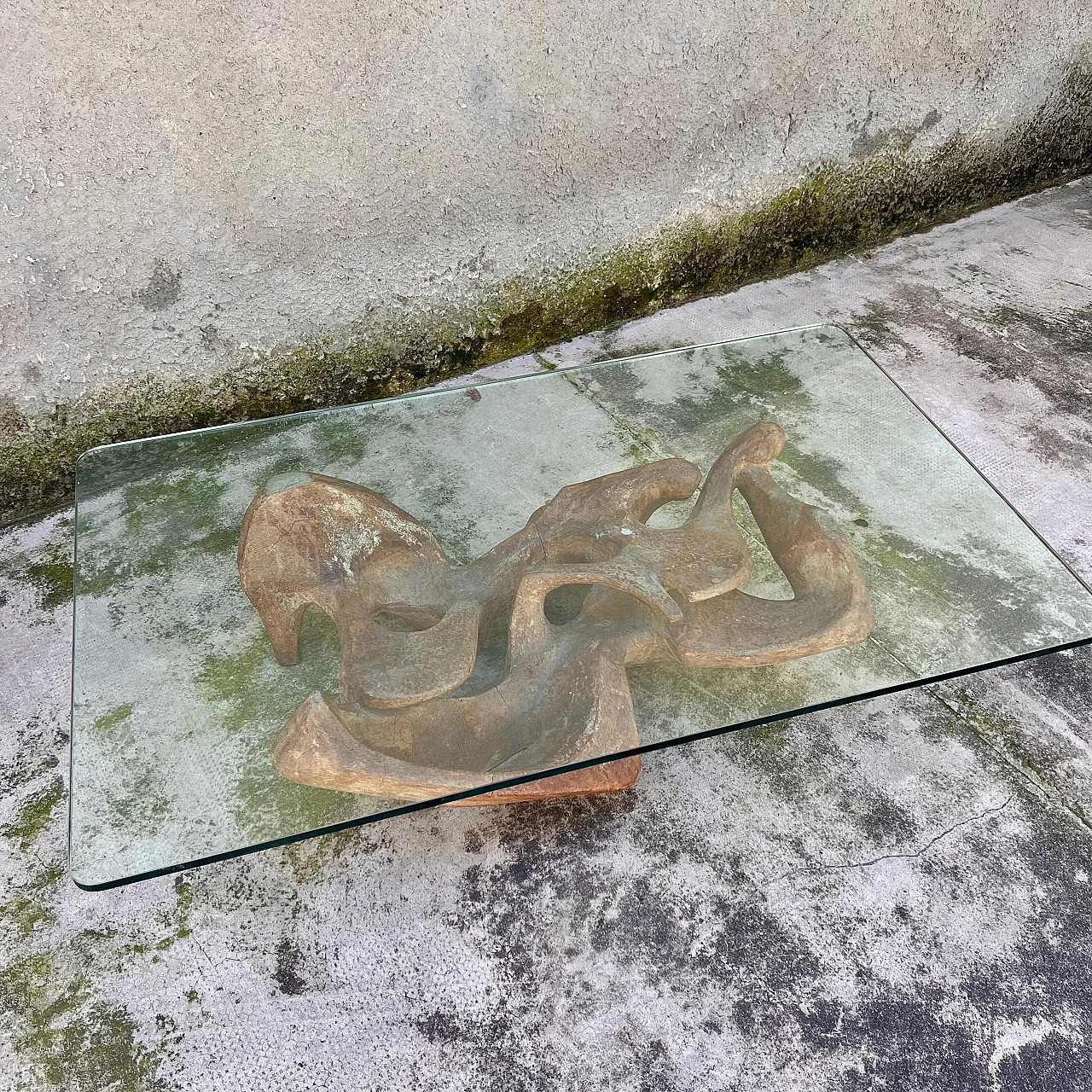 Concrete and glass coffee table in the style of Henry Moore, 1950s 5