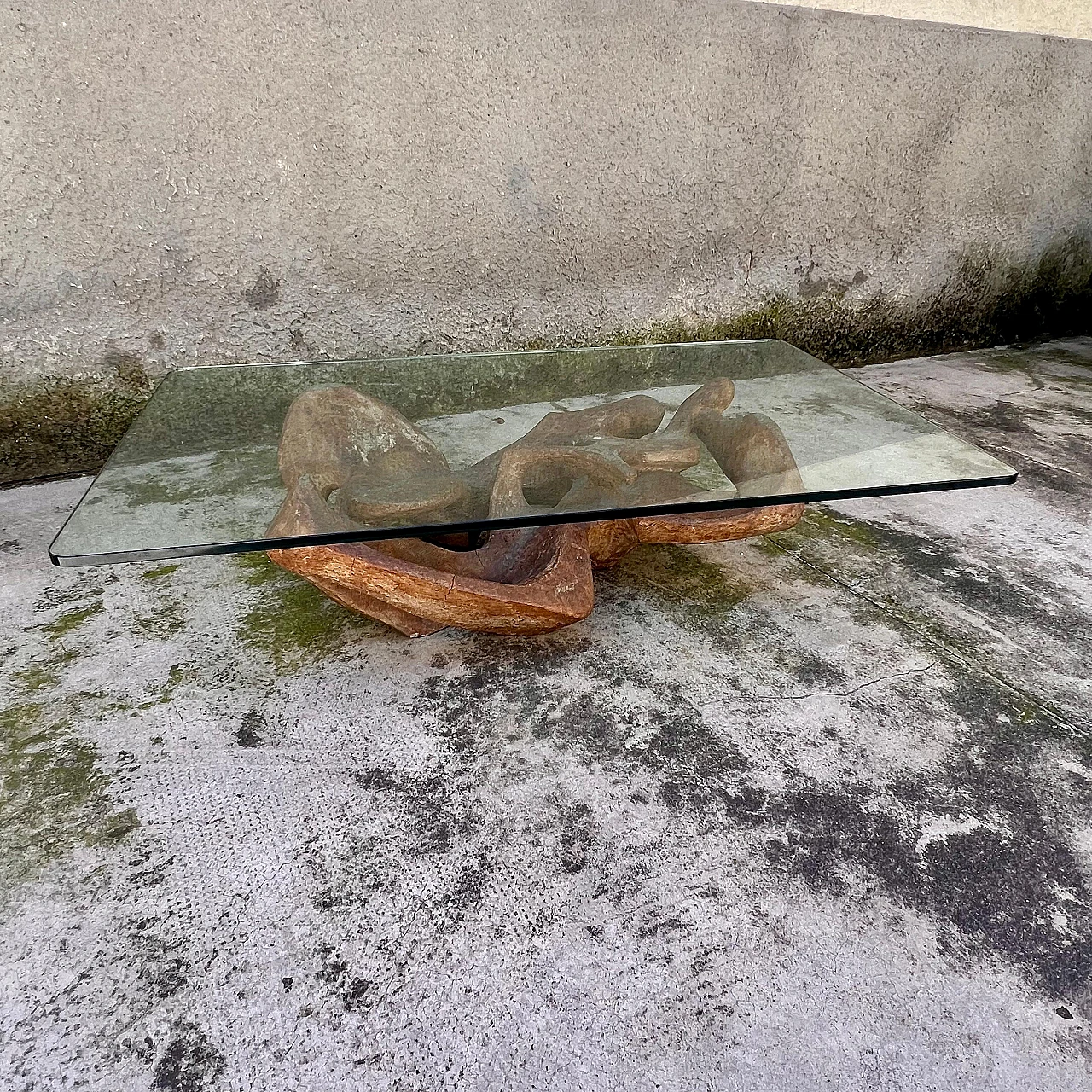 Concrete and glass coffee table in the style of Henry Moore, 1950s 6