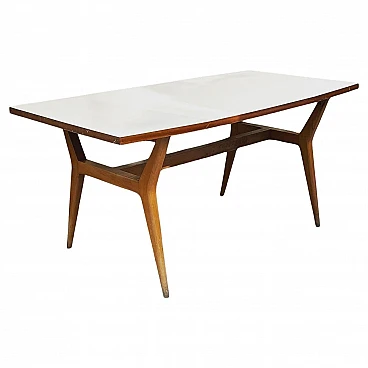 Wooden table with rectangular laminate top, 1950s