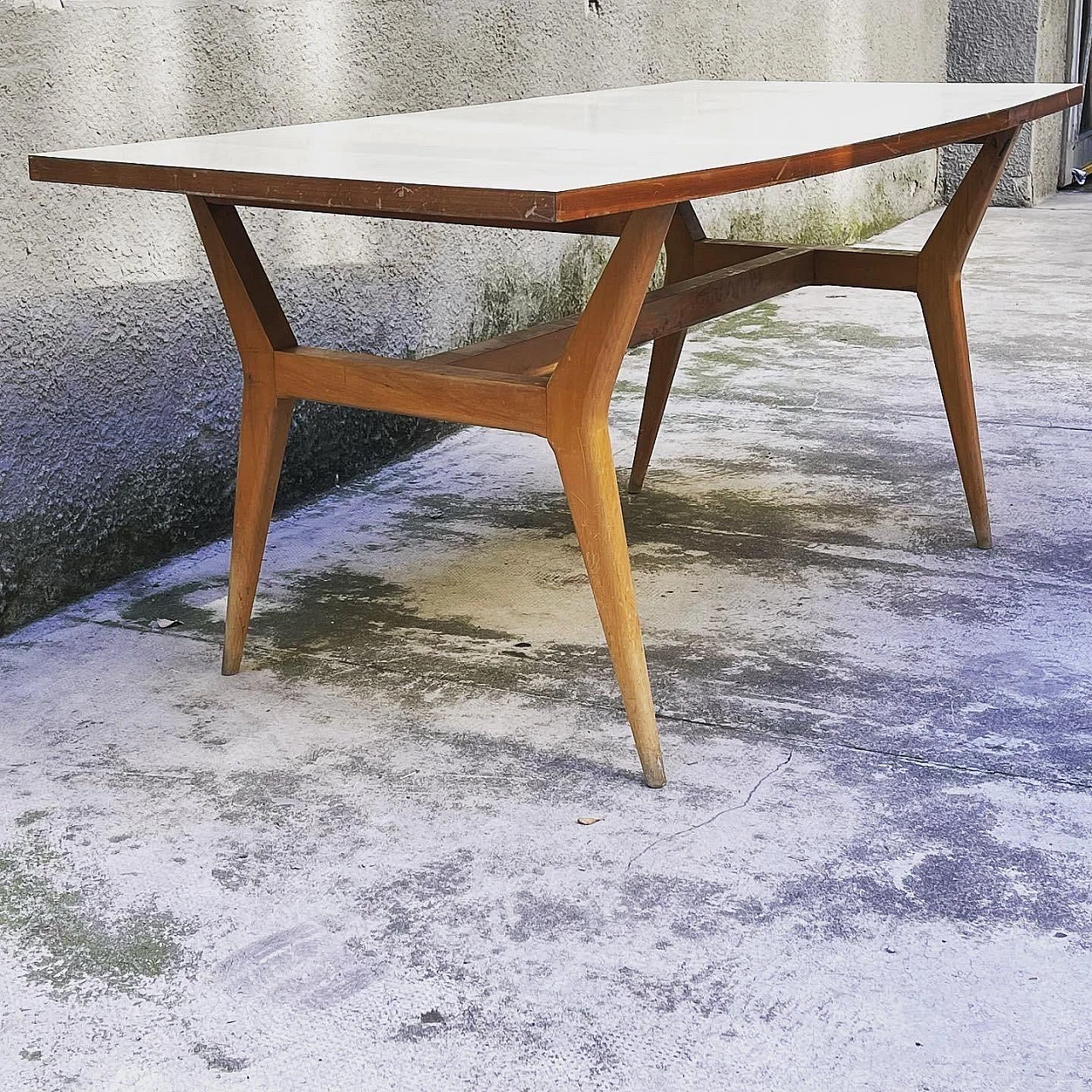 Wooden table with rectangular laminate top, 1950s 2