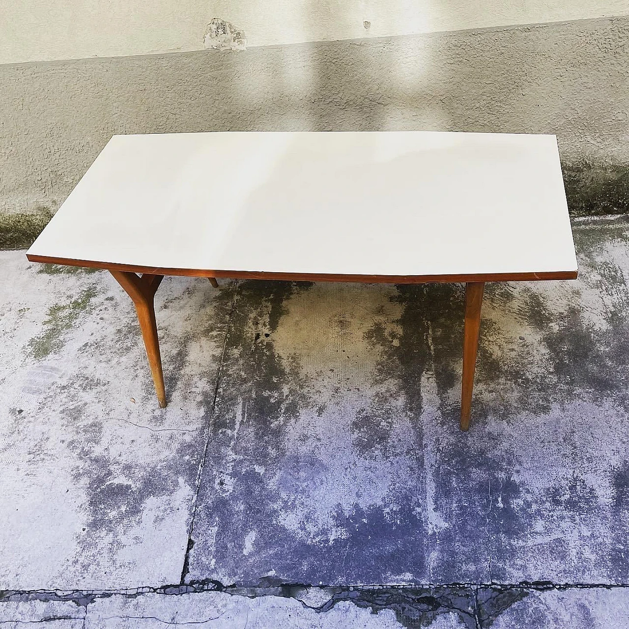 Wooden table with rectangular laminate top, 1950s 3