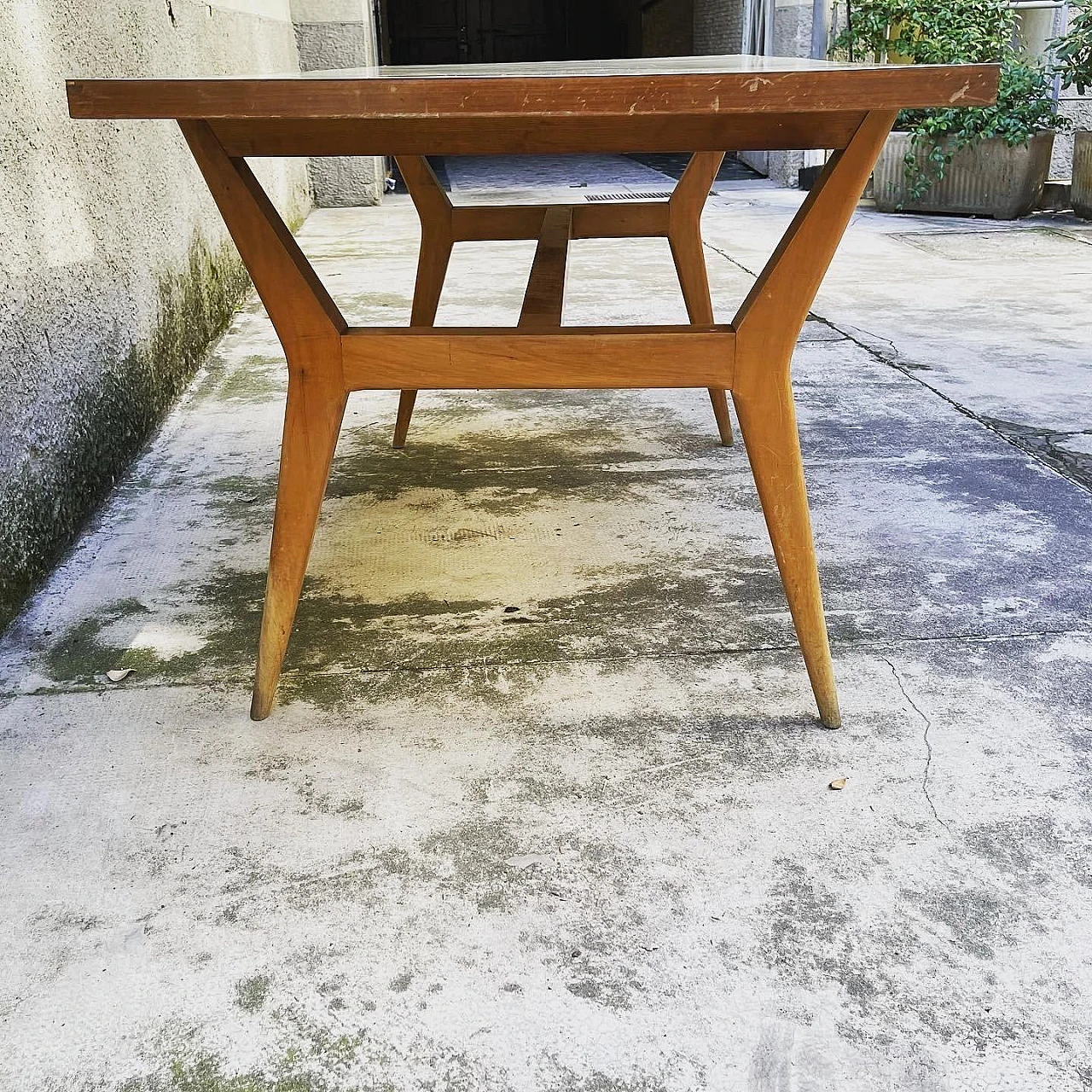 Wooden table with rectangular laminate top, 1950s 4