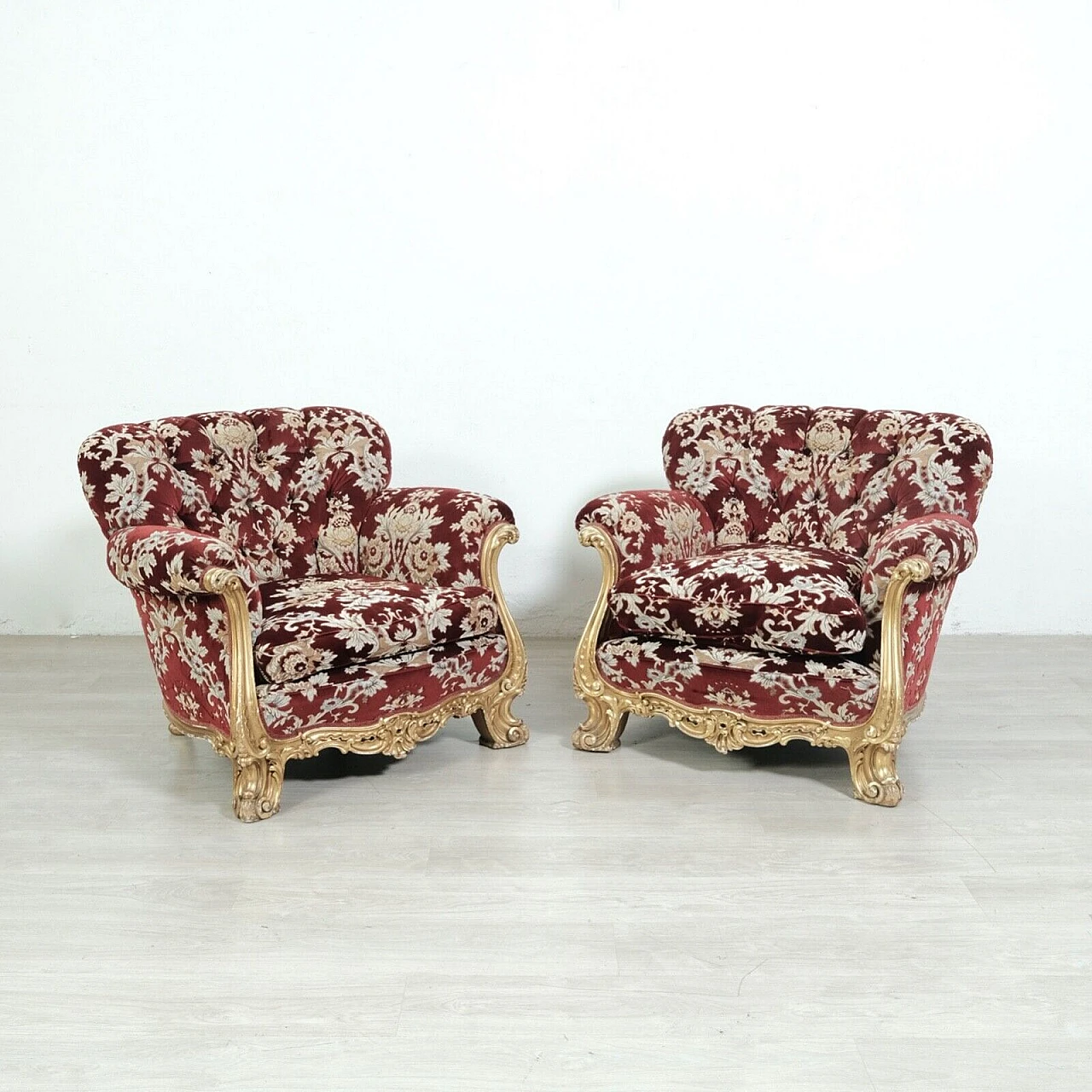 Pair of Venetian Baroque style armchairs, 1950s 1