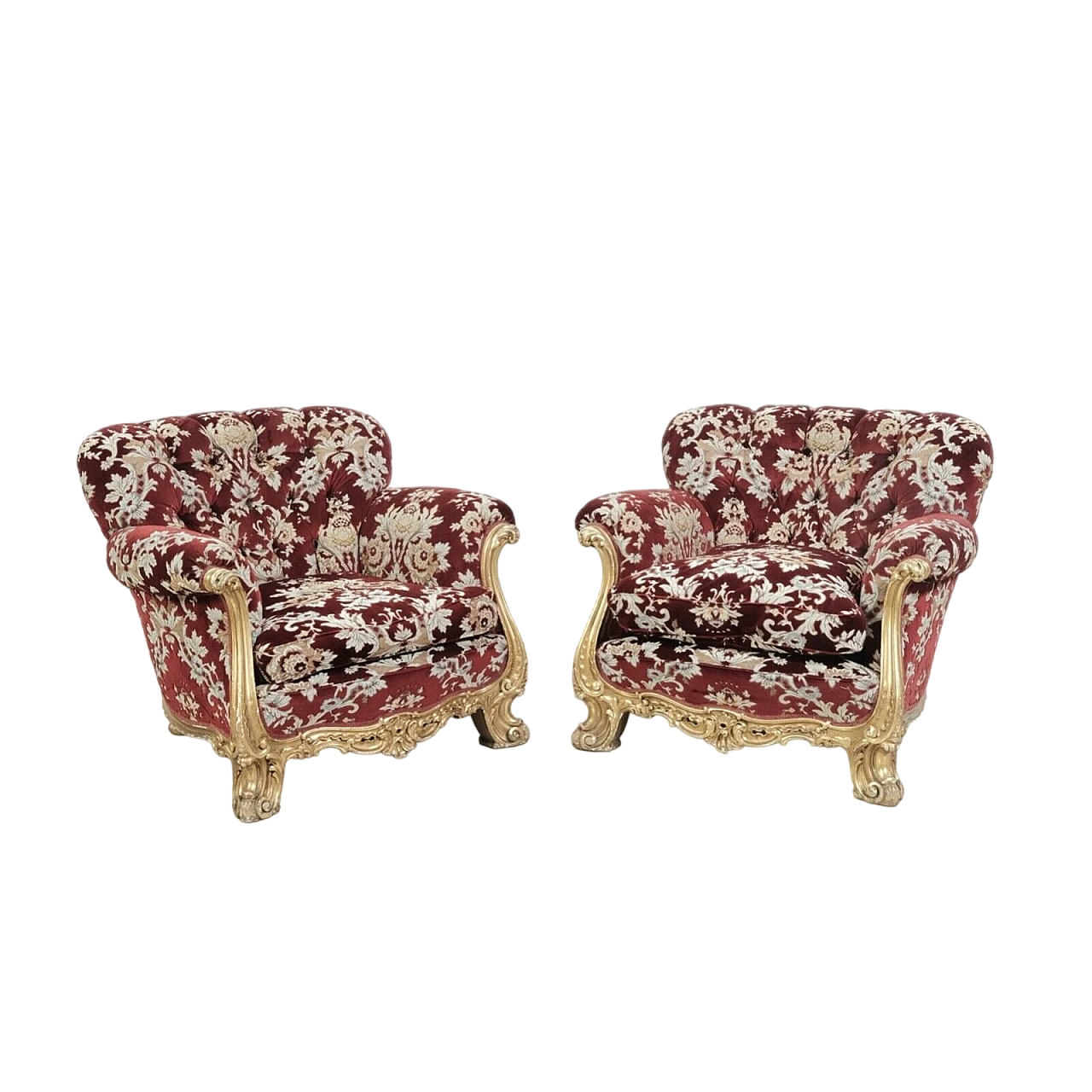 Pair of Venetian Baroque style armchairs, 1950s 2