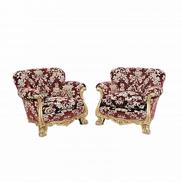 Pair of Venetian Baroque style armchairs, 1950s