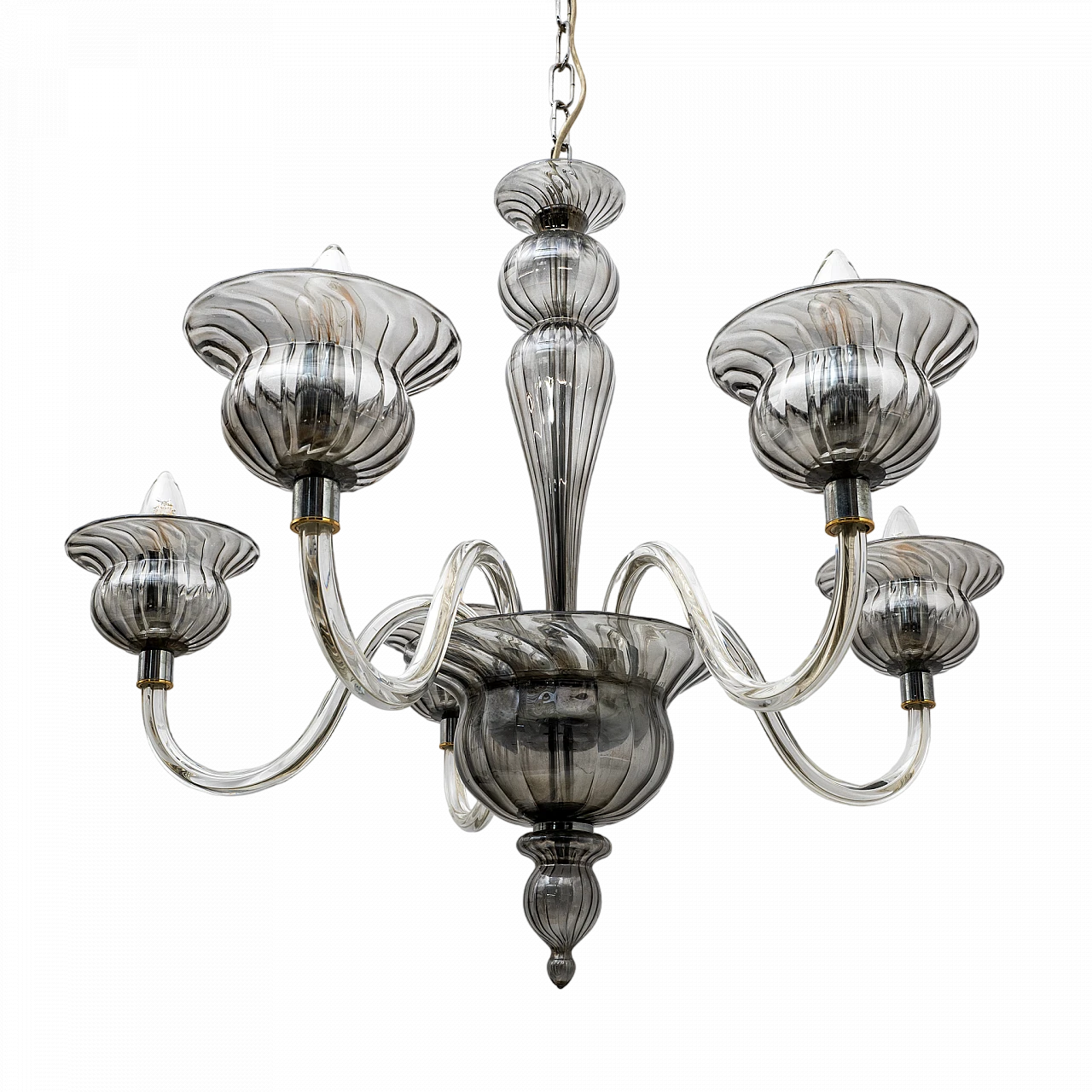 Five-armed Murano glass chandelier, 1990s 6