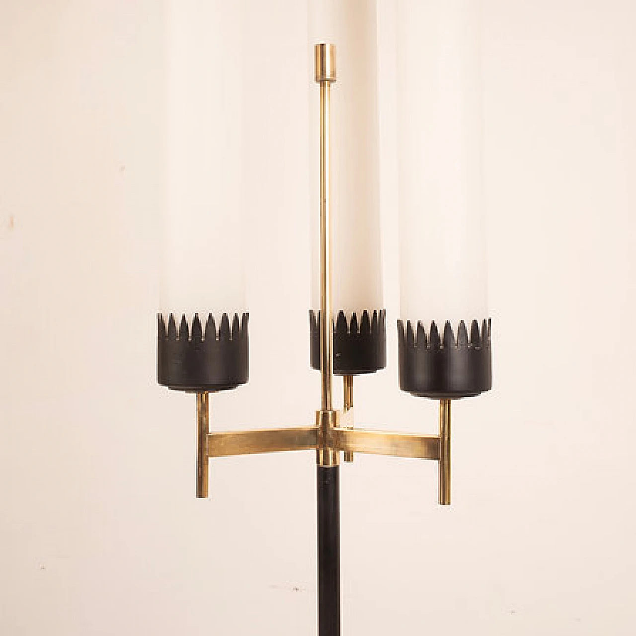 Wood, metal and glass floor lamp by Stilnovo, 1950s 4