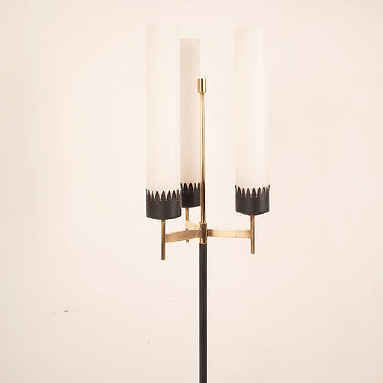 Wood, metal and glass floor lamp by Stilnovo, 1950s 5