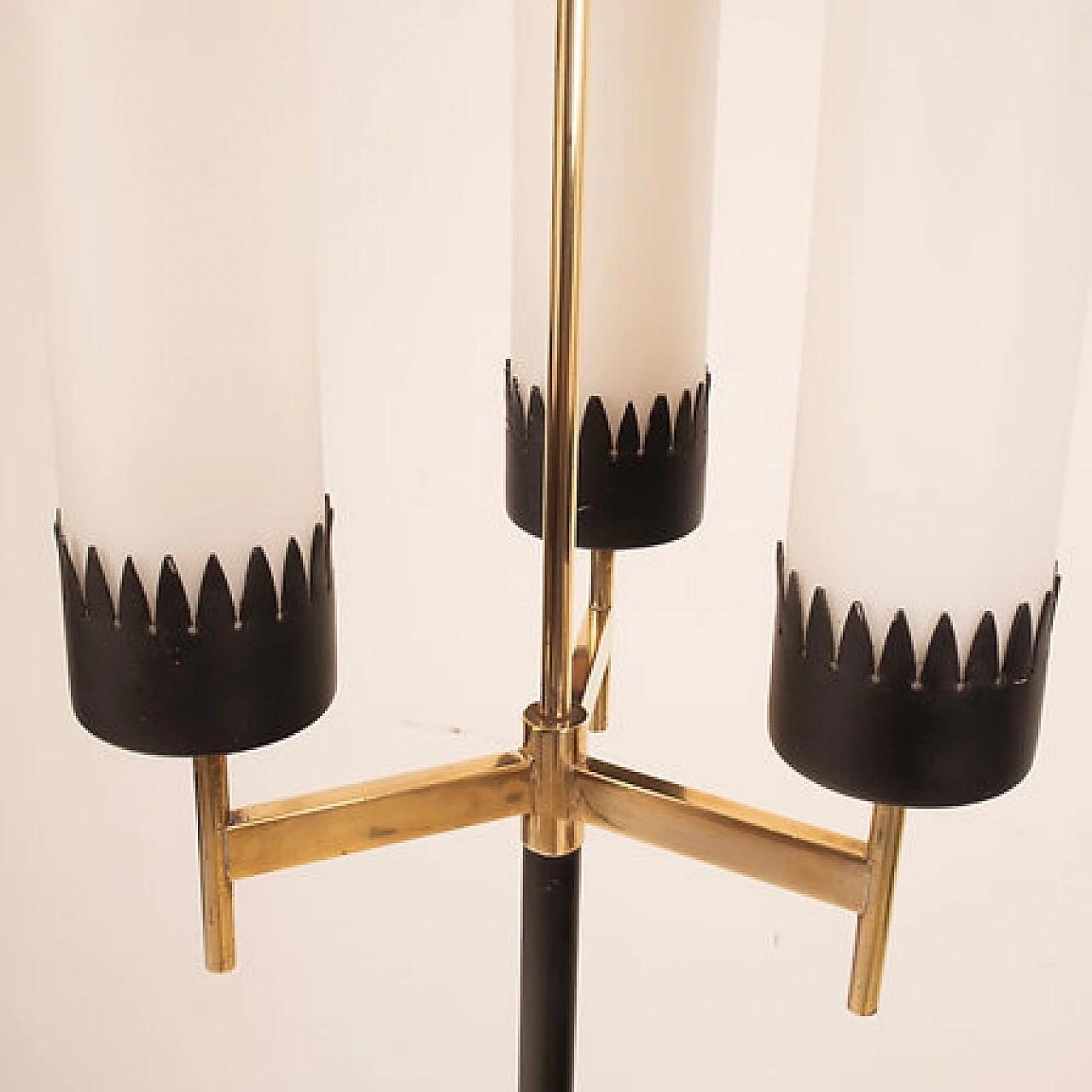 Wood, metal and glass floor lamp by Stilnovo, 1950s 7