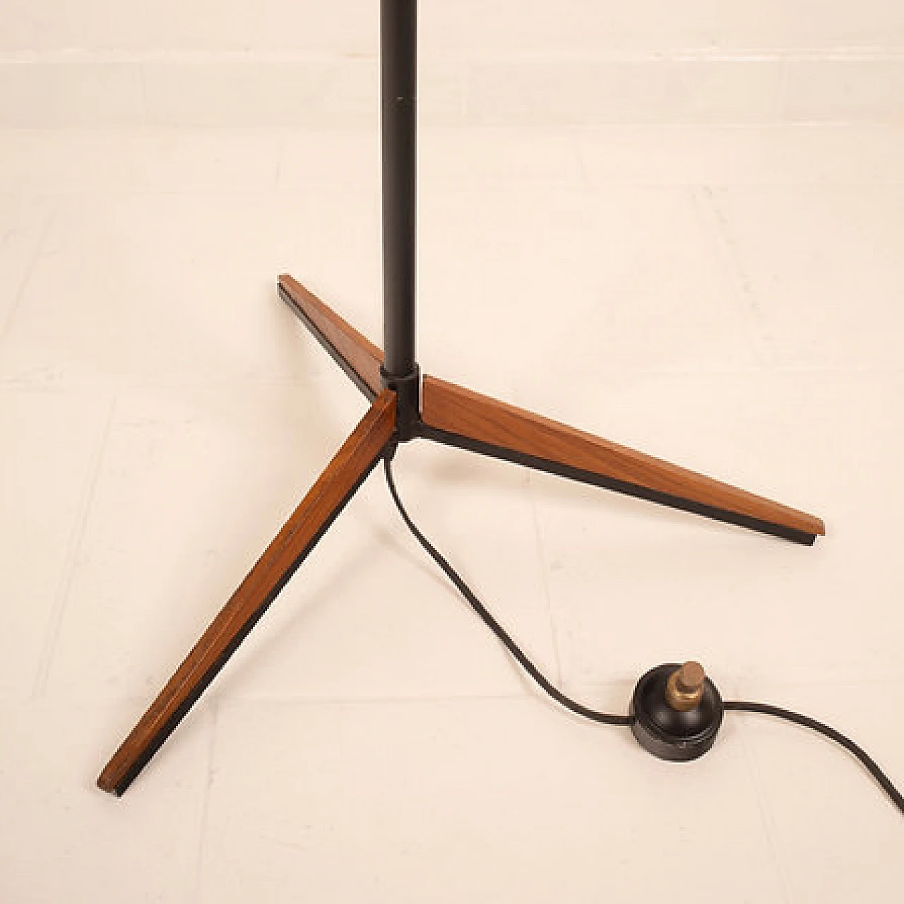 Wood, metal and glass floor lamp by Stilnovo, 1950s 13