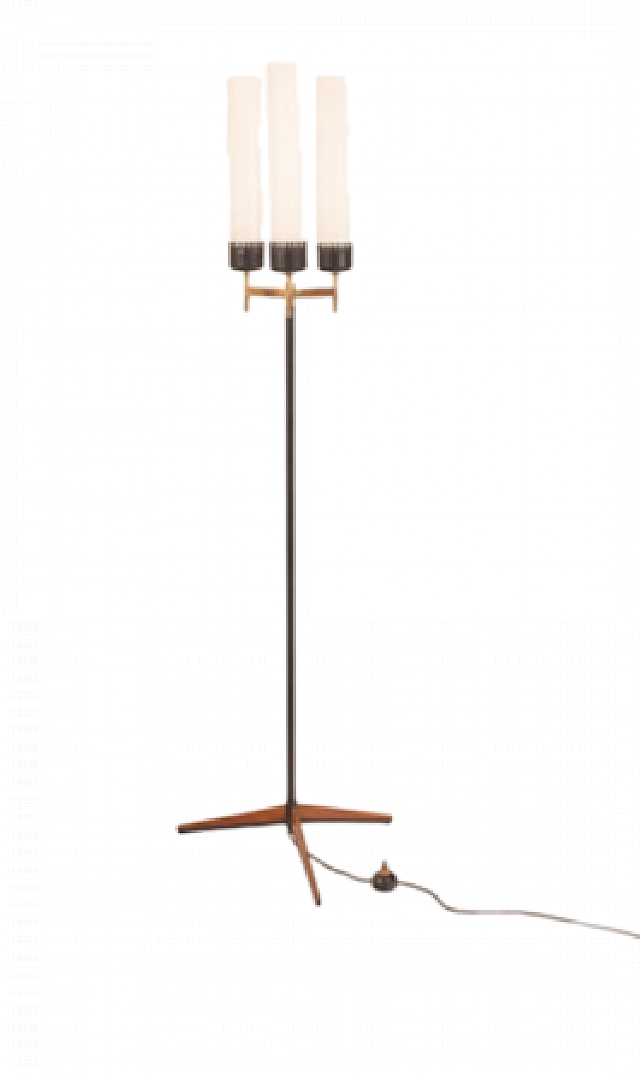 Wood, metal and glass floor lamp by Stilnovo, 1950s 15