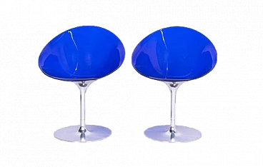 Pair of Eros swivel chairs in blue by P. Starck for Kartell, 1990s