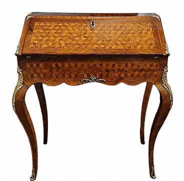 Wood veneered marqueterie flap desk, 19th century
