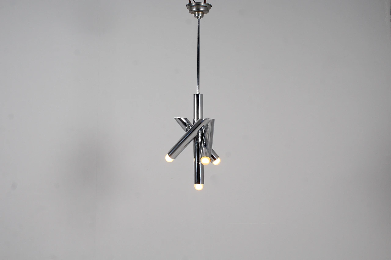 Adjustable chrome-plated steel chandelier attr. to Reggiani, 1970s 2