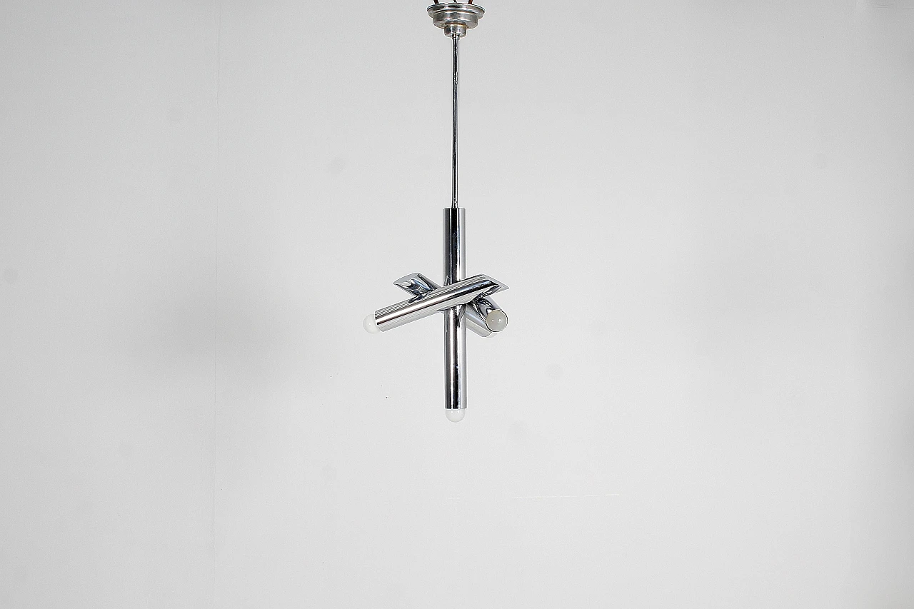 Adjustable chrome-plated steel chandelier attr. to Reggiani, 1970s 3