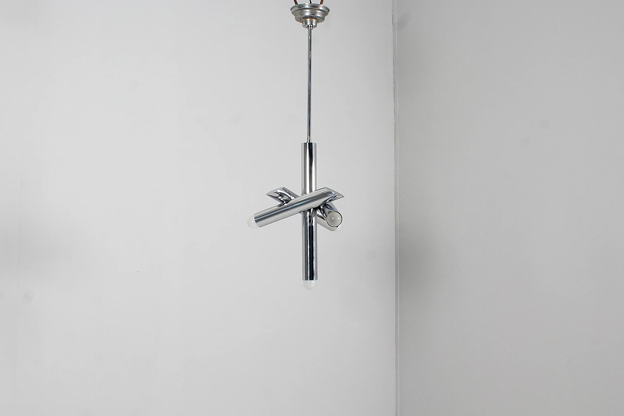 Adjustable chrome-plated steel chandelier attr. to Reggiani, 1970s 4