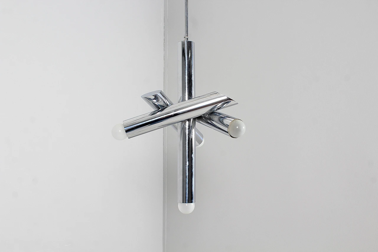 Adjustable chrome-plated steel chandelier attr. to Reggiani, 1970s 5