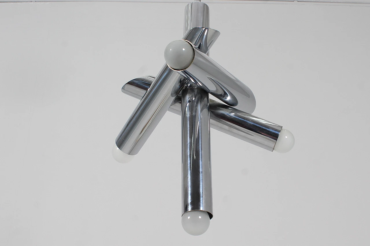 Adjustable chrome-plated steel chandelier attr. to Reggiani, 1970s 9