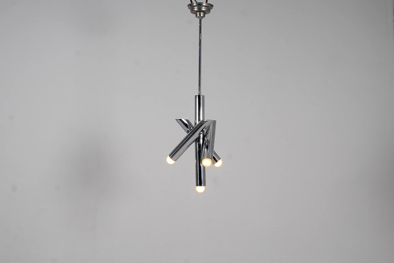 Adjustable chrome-plated steel chandelier attr. to Reggiani, 1970s 10