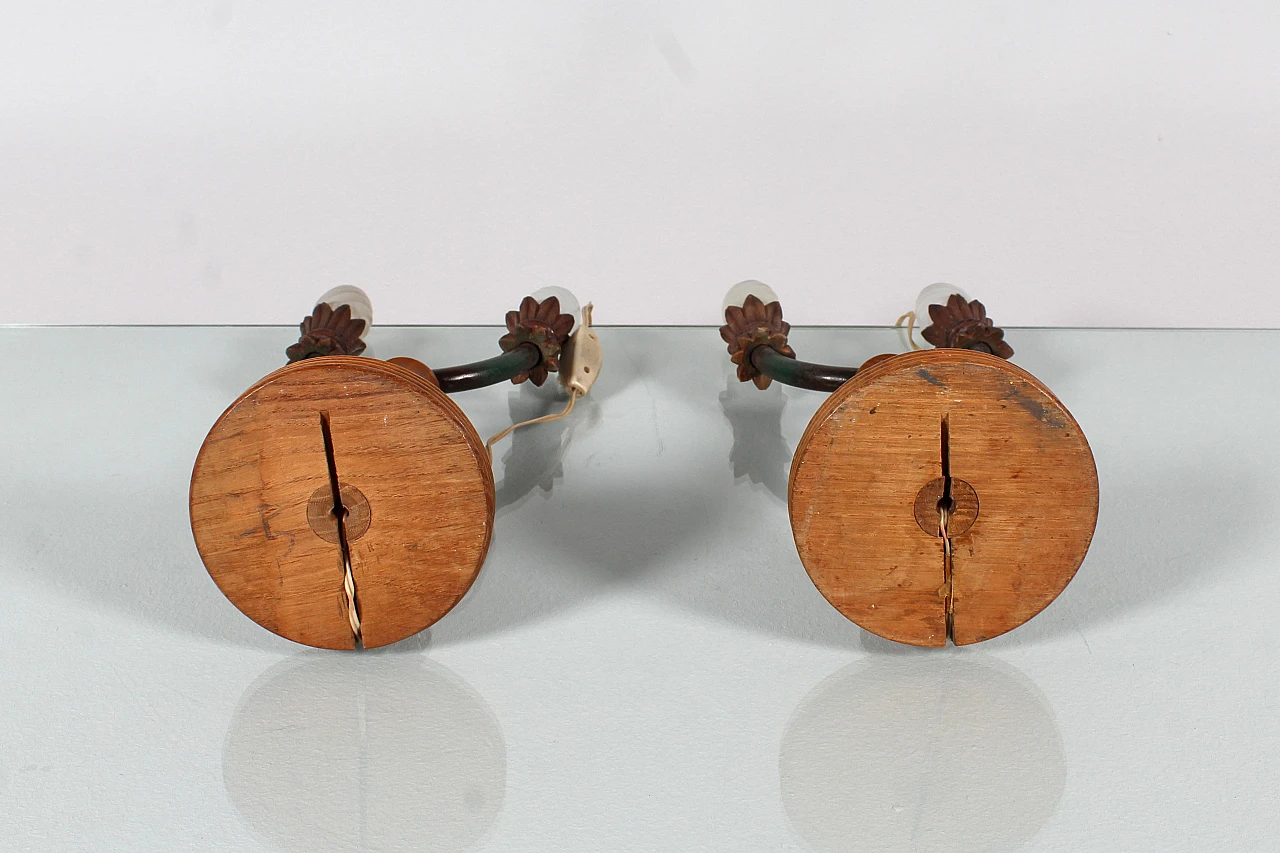 Pair of wooden table lamps by Colli Torino, 1950s 6