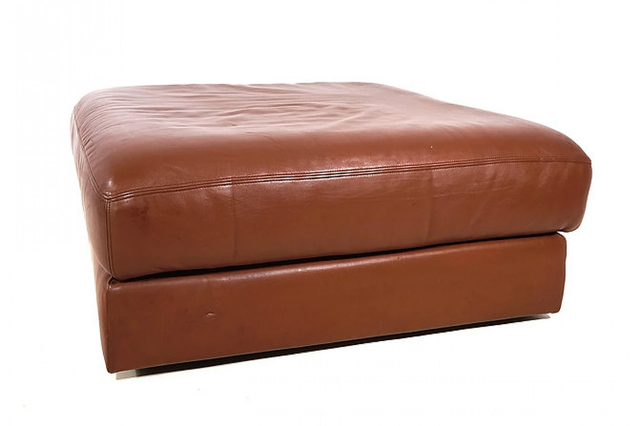 Brown leather DS 76 pouf by De Sede, 1970s 1