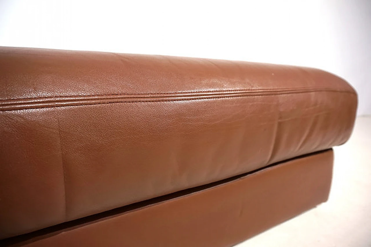 Brown leather DS 76 pouf by De Sede, 1970s 3