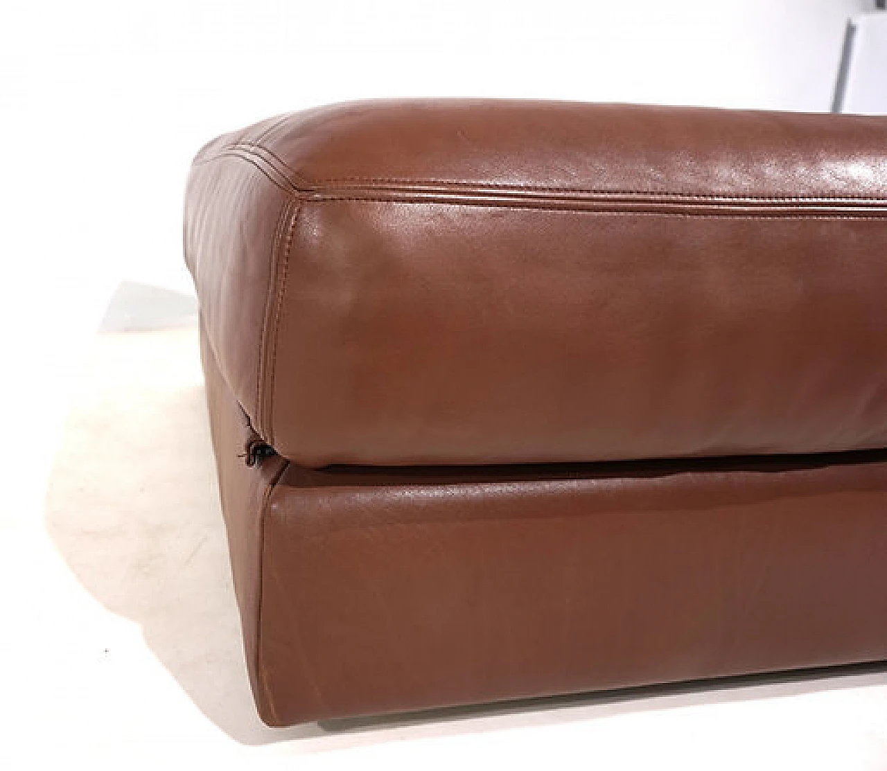 Brown leather DS 76 pouf by De Sede, 1970s 7