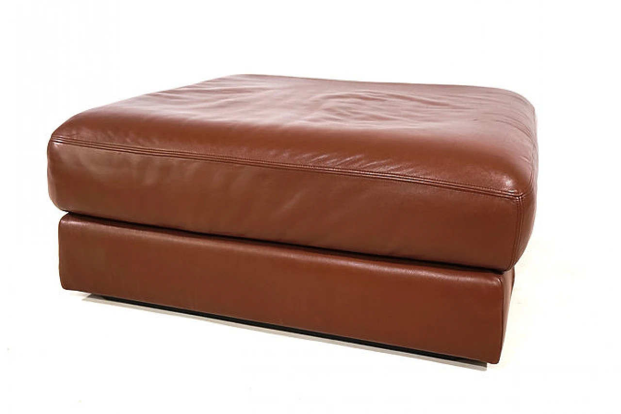 Brown leather DS 76 pouf by De Sede, 1970s 9