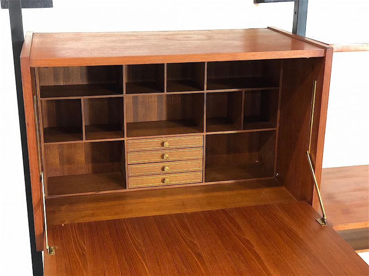 Teak and metal floor-to-ceiling modular bookcase, 1960s 9