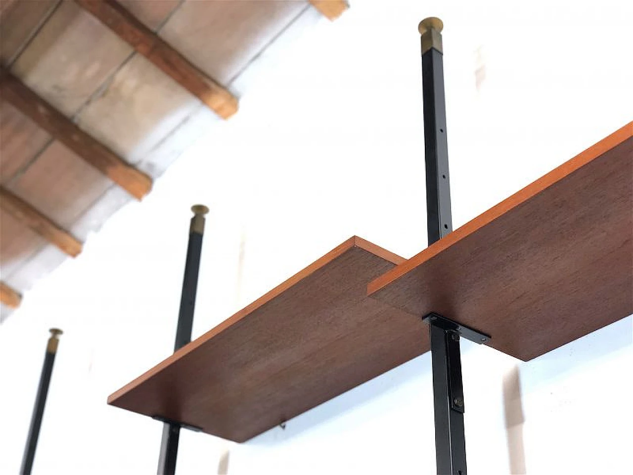 Teak and metal floor-to-ceiling modular bookcase, 1960s 17