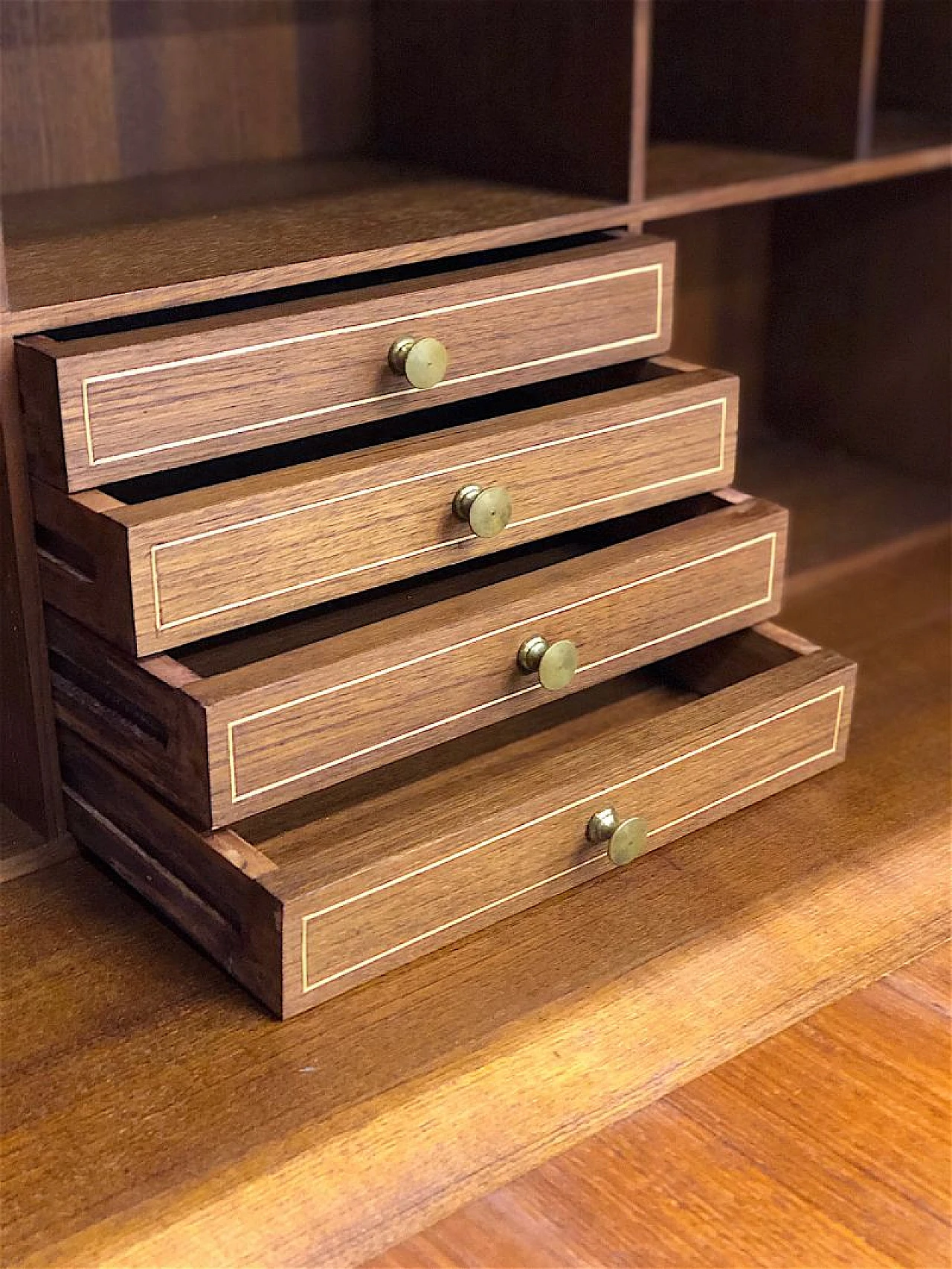 Teak and metal floor-to-ceiling modular bookcase, 1960s 22