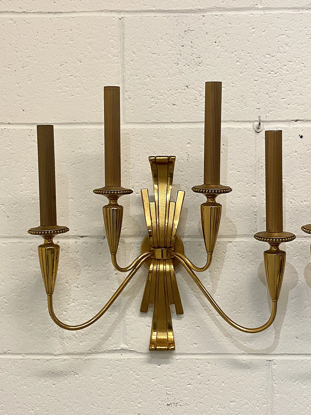 Pair of brass wall sconces by Gaetano Sciolari, 1970s 2