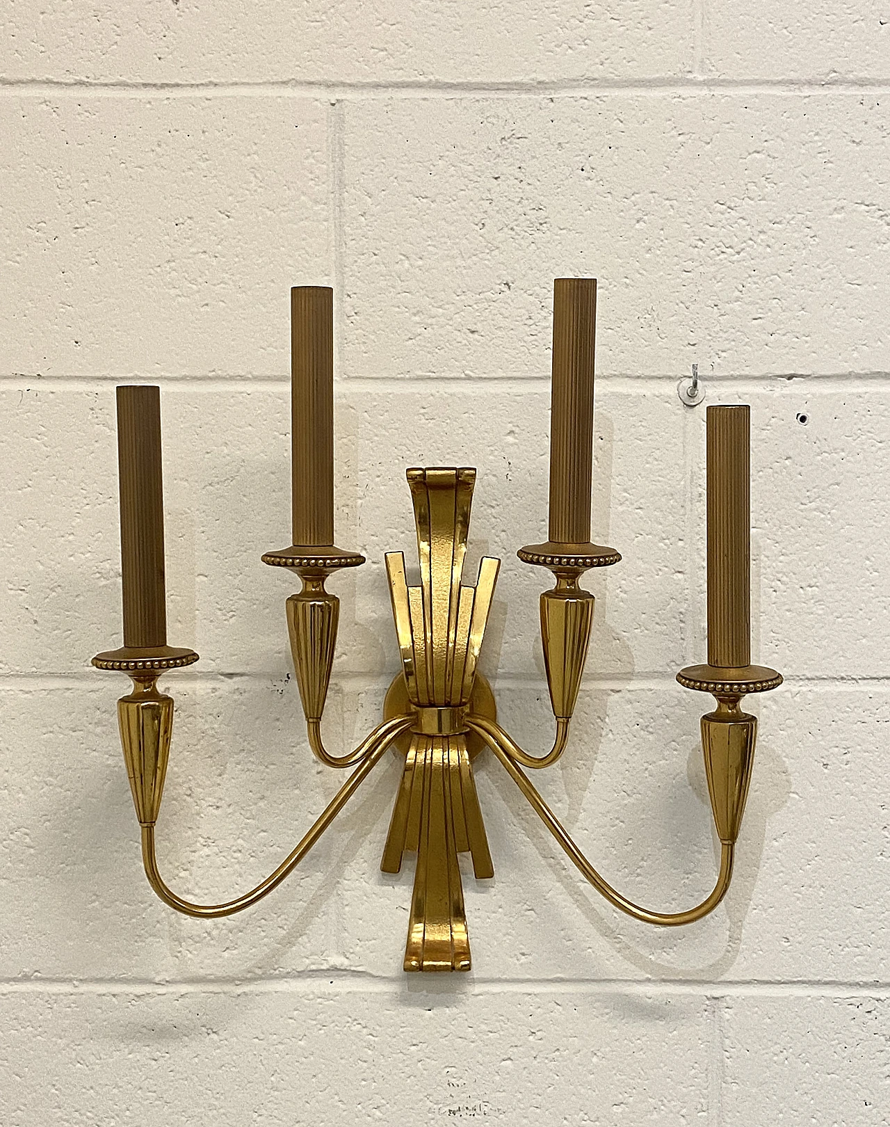 Pair of brass wall sconces by Gaetano Sciolari, 1970s 3