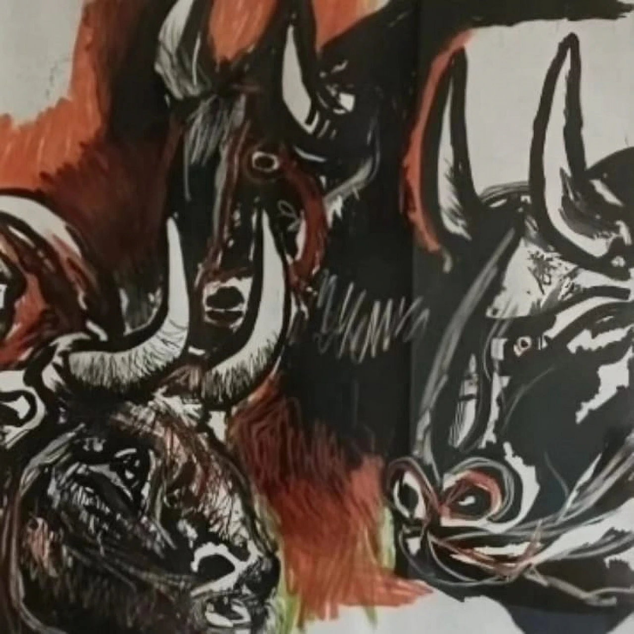 Renato Guttuso, Picasso's Bulls, etching, aquatint and drypoint 1