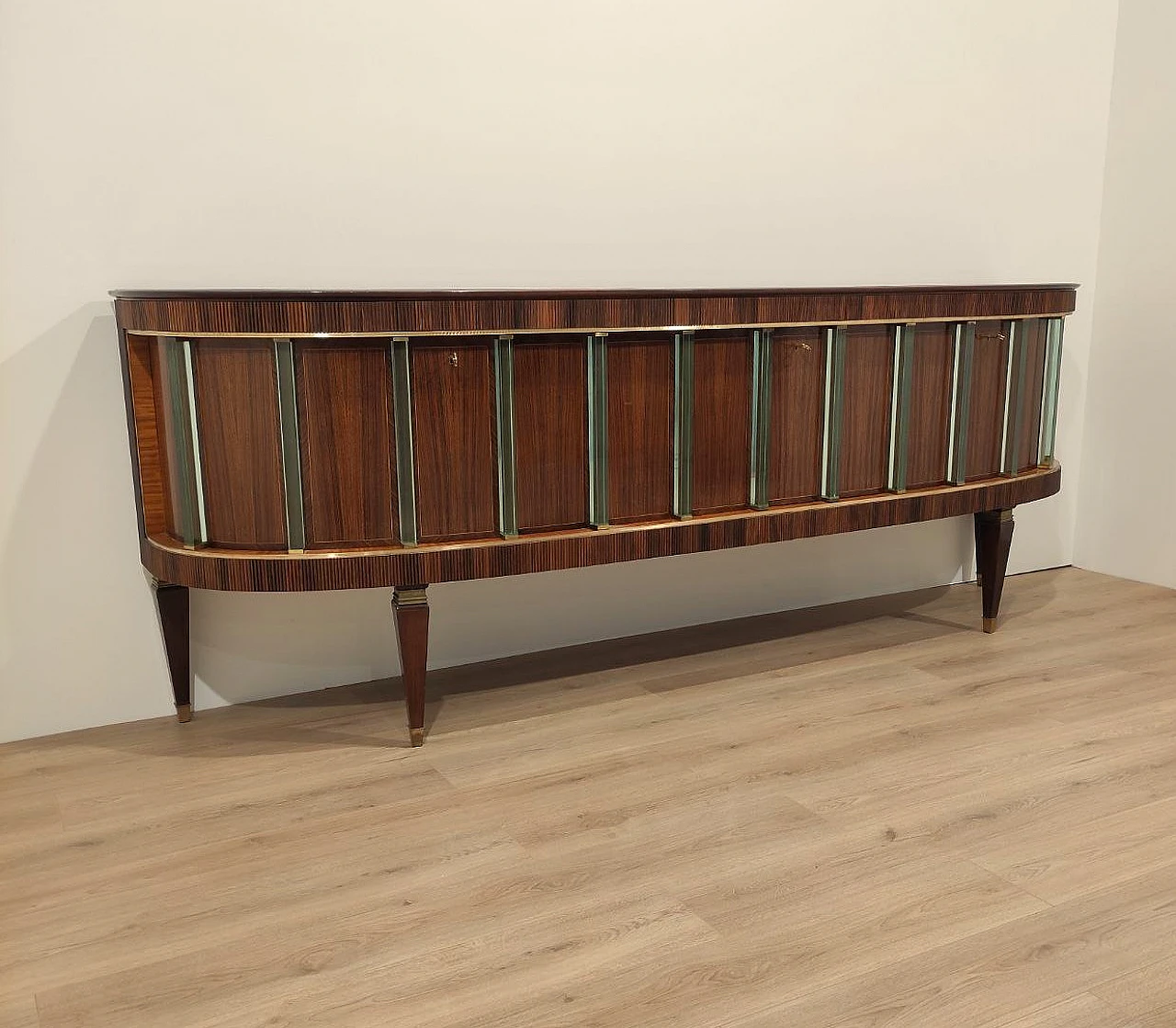 Wooden sideboard with glass columns by Tonelli & Broggi, 1950s 2