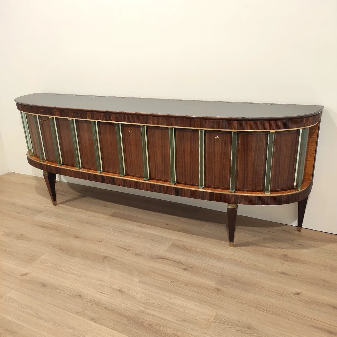 Wooden sideboard with glass columns by Tonelli & Broggi, 1950s 3