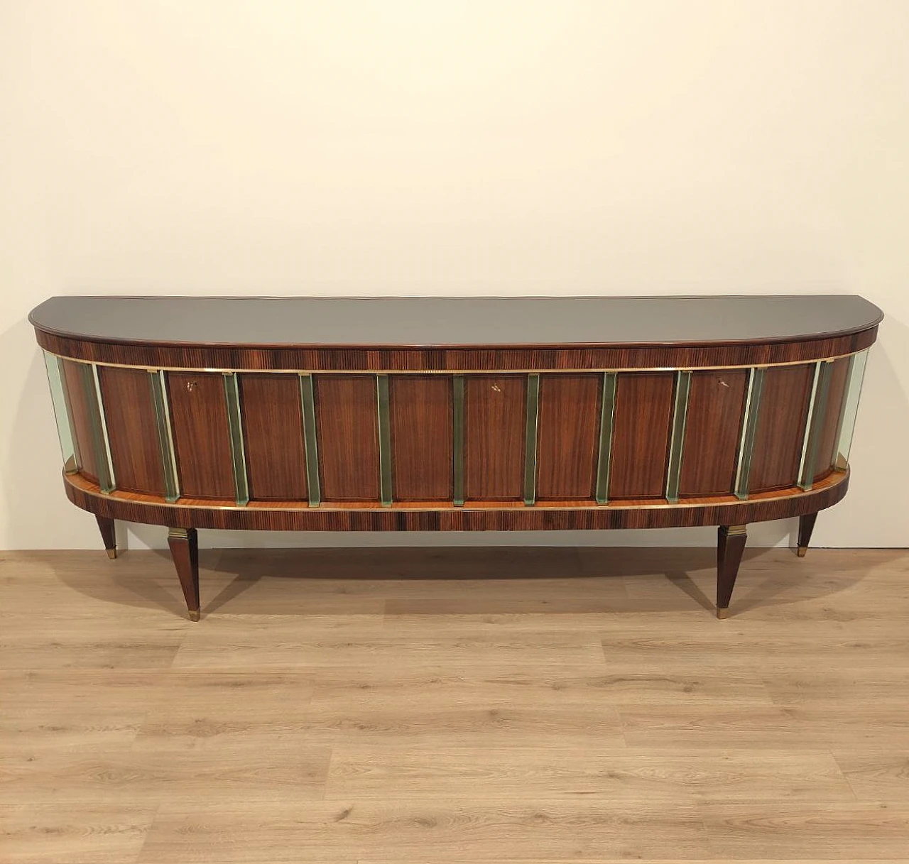 Wooden sideboard with glass columns by Tonelli & Broggi, 1950s 4