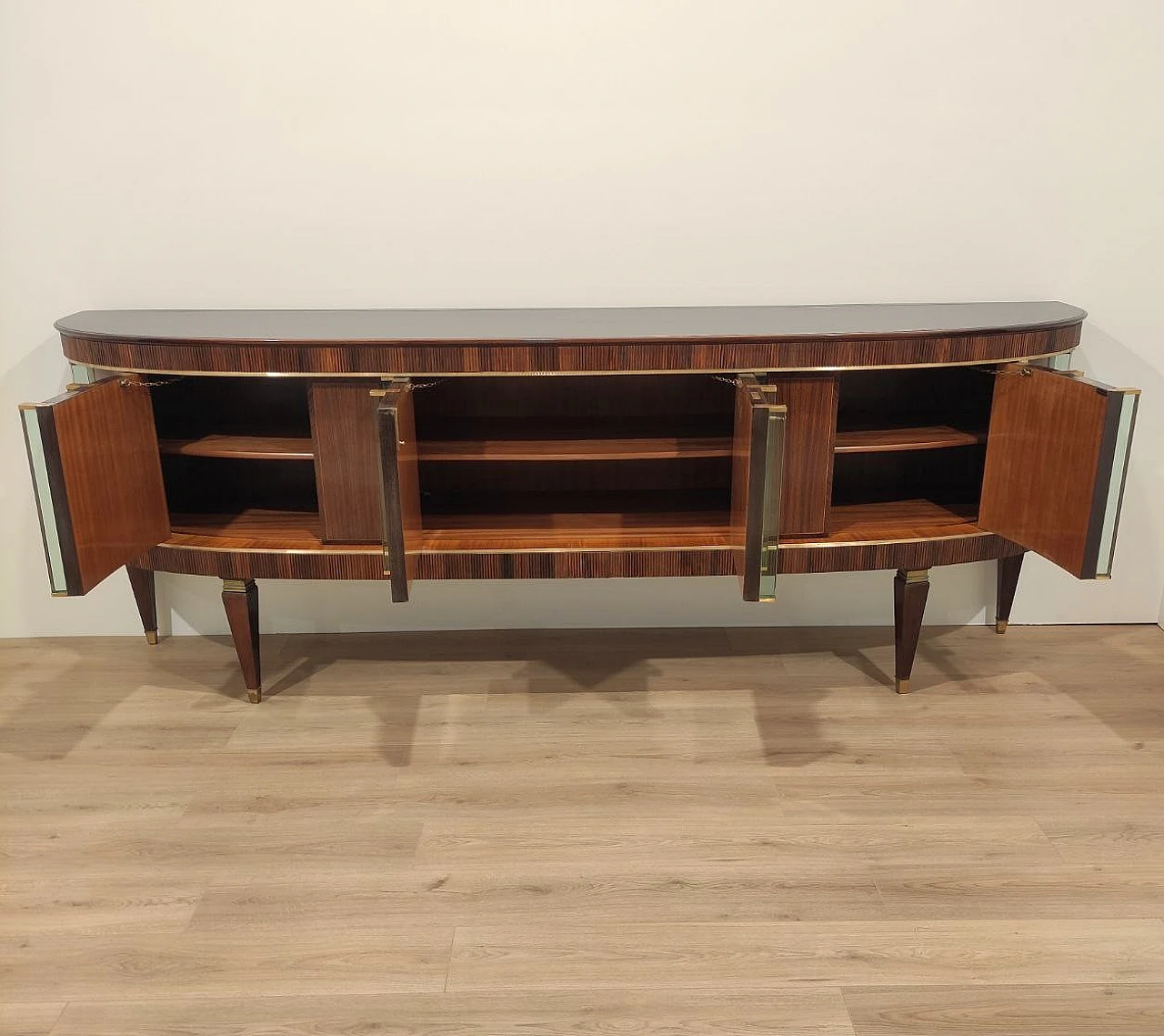 Wooden sideboard with glass columns by Tonelli & Broggi, 1950s 6