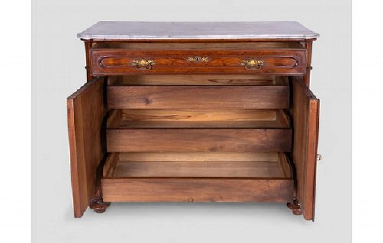 Wooden dresser with drawer, doors and marble top, 1930s 6