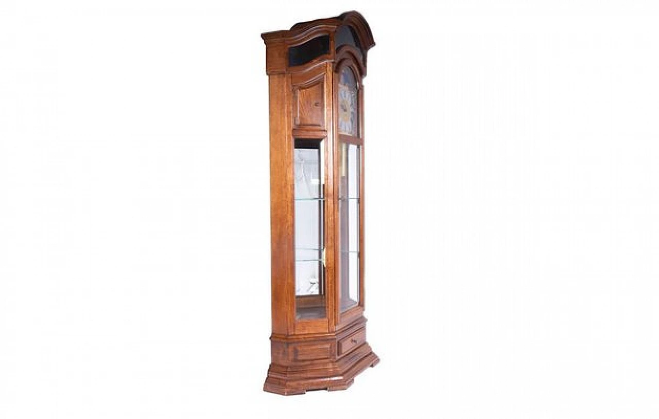 Pendulum clock in oak and glass with drawer, 1990s 3