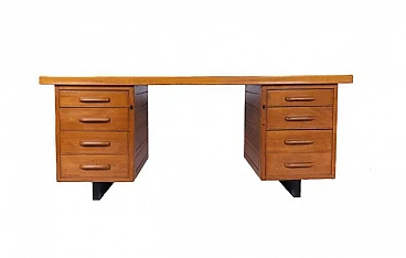 Wooden desk with eight drawers by Anonima Castelli, 1950s