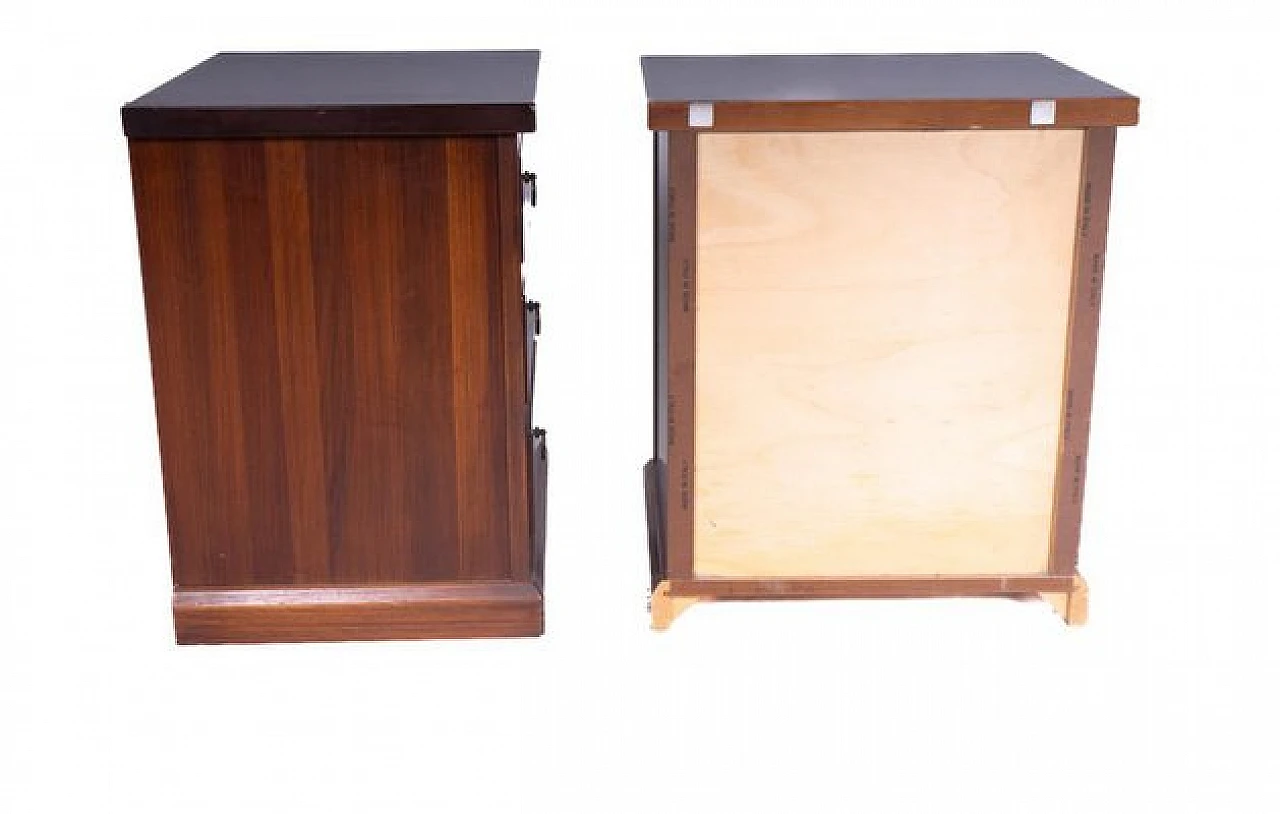 Pair of wooden bedside tables with three drawers, 1980s 5