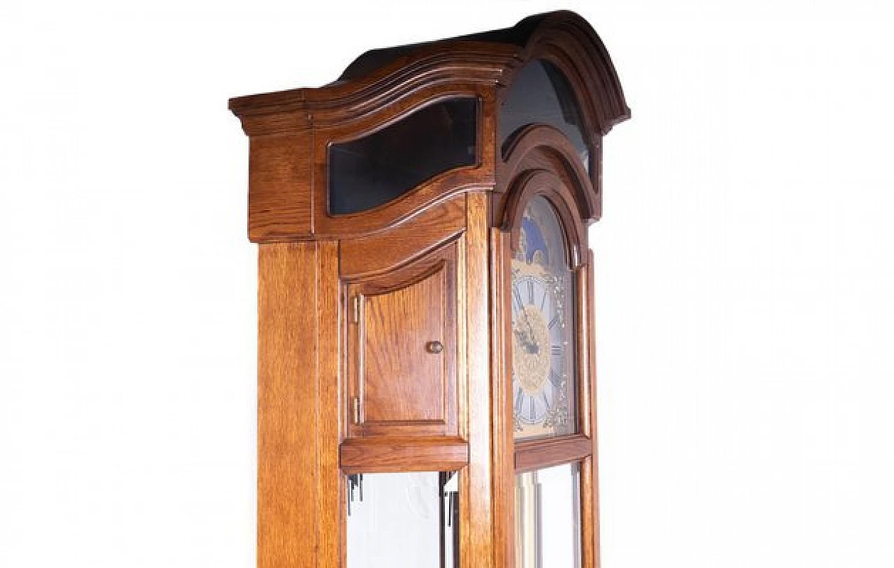 Pendulum clock in oak and glass with drawer, 1990s 6