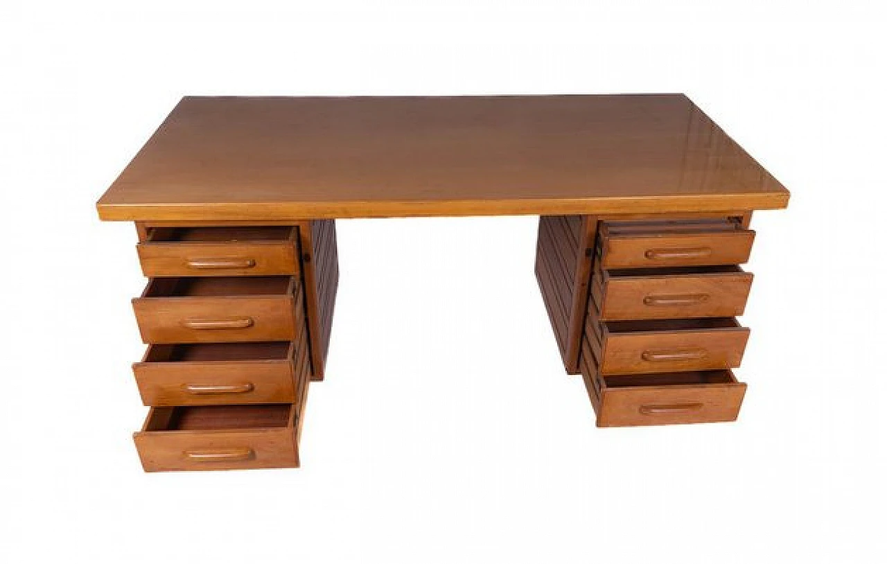 Wooden desk with eight drawers by Anonima Castelli, 1950s 4