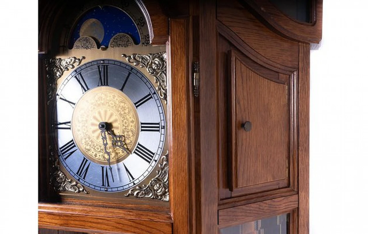 Pendulum clock in oak and glass with drawer, 1990s 7