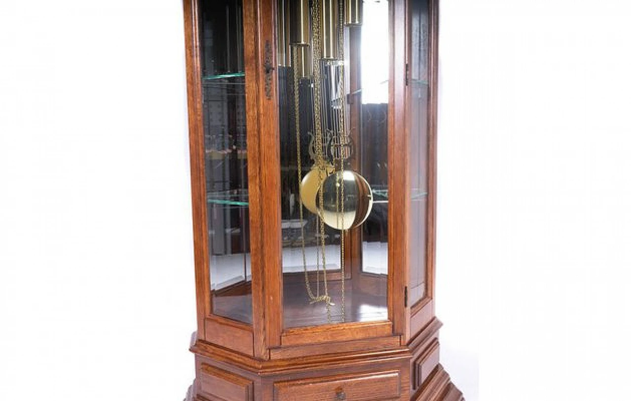 Pendulum clock in oak and glass with drawer, 1990s 10