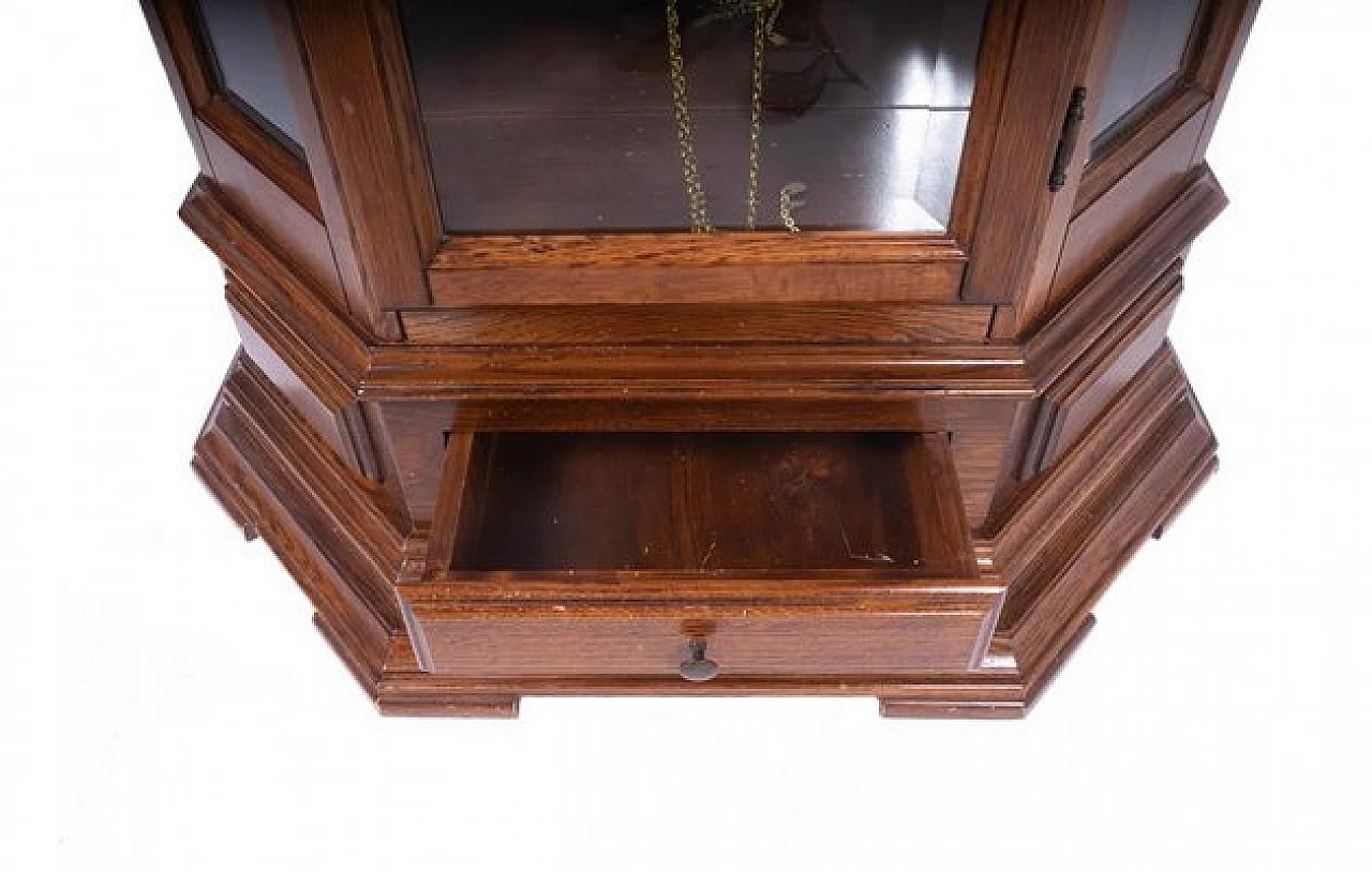 Pendulum clock in oak and glass with drawer, 1990s 12